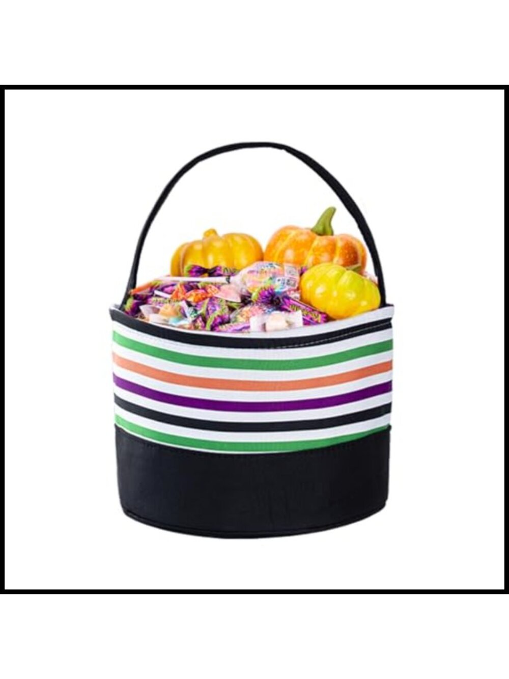 Halloween Trick or Treat Basket Bag Polka Dot Candy Tote with Handle